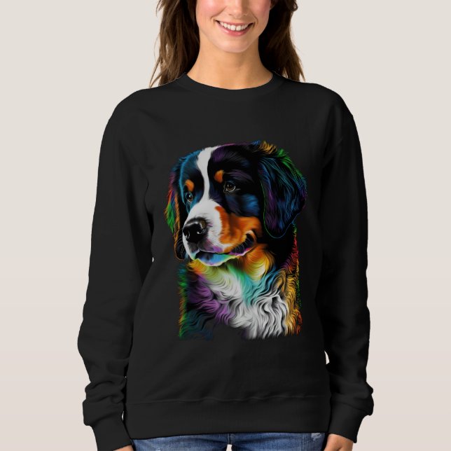 Sweatshirt Cute Bernese Mountain Dog Puppy  Unique Artistic (Devant)