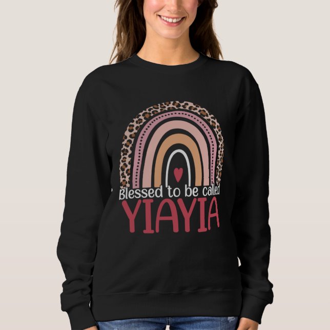 Sweatshirt Cute Blessed To Be Called Yiayia Rainbow Leopard M (Devant)