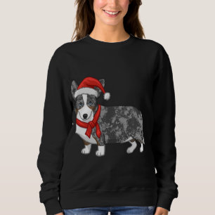 Sweatshirt Cute Blue Merle Cardigan Corgi Santa Hat