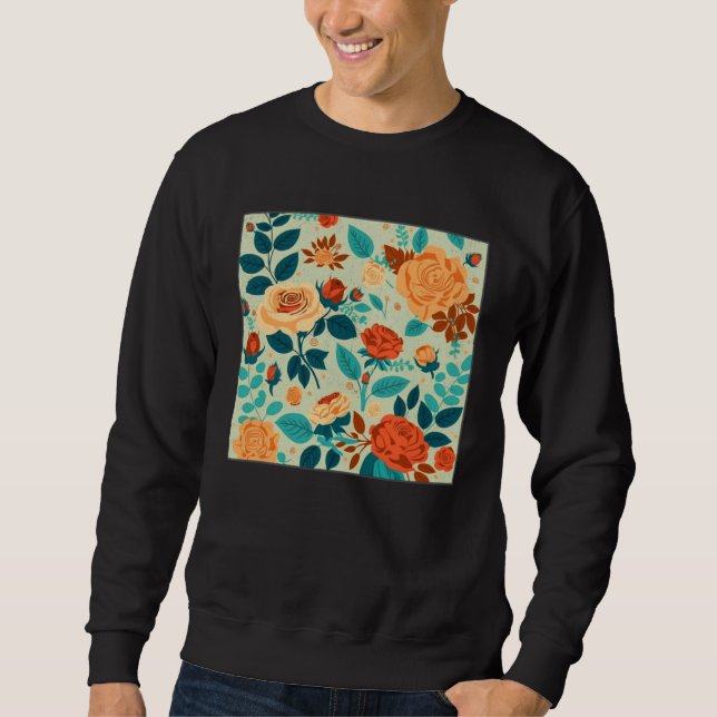 Sweatshirt Cute Botanical Roses Illustration Gorgeous Flower  (Devant)