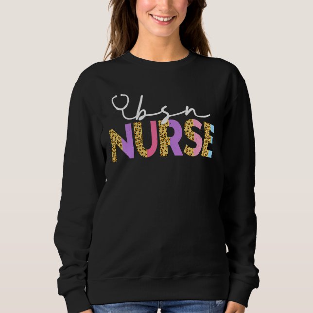 Sweatshirt Cute Bsn Infirmière Diplôme Rn Leopard Bachelors N (Devant)