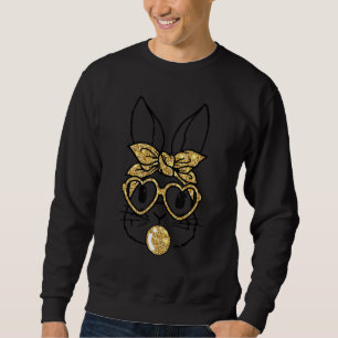 Sweatshirt Cute Bunny Face Golden Lunettes Headband Bubblegum