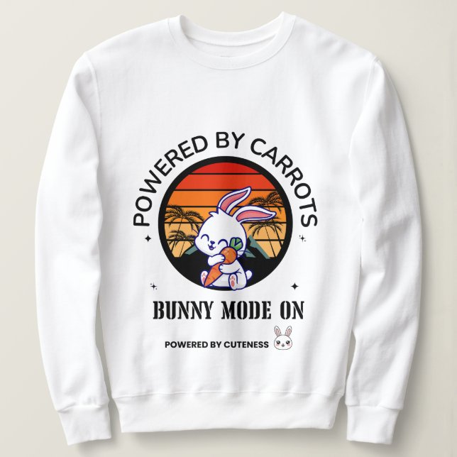 Sweatshirt Cute Bunny Hugging Carrot Retro Sunset T-Shirt  (Design devant)