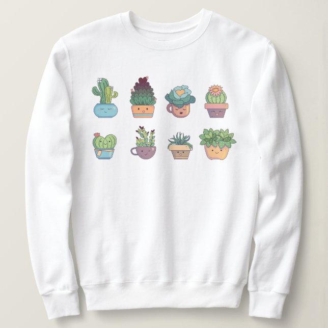 Sweatshirt Cute Cactus Collector Kawaii Succulent Lover (Design devant)