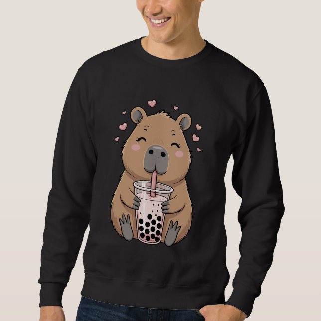 Sweatshirt Cute Capybara Drinking Bubble Tea, for Girls, Kawa (Devant)