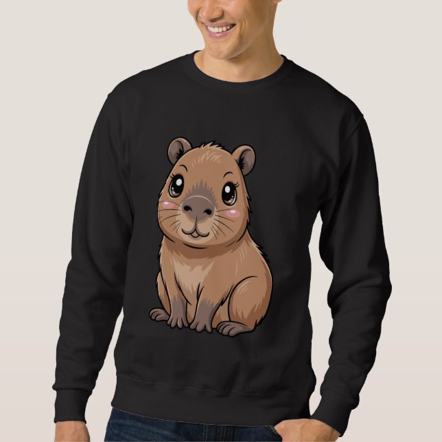 Sweatshirt Cute Capybara with Boba LoFi Chill Vibes (Devant)