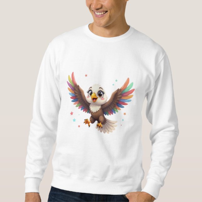 Sweatshirt Cute Cartoon Eagle Flying – Friendly Vector Art (Devant)