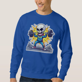Sweatshirt “Cute Cartoon Skeleton Weightlifter • Funny Gym Ba