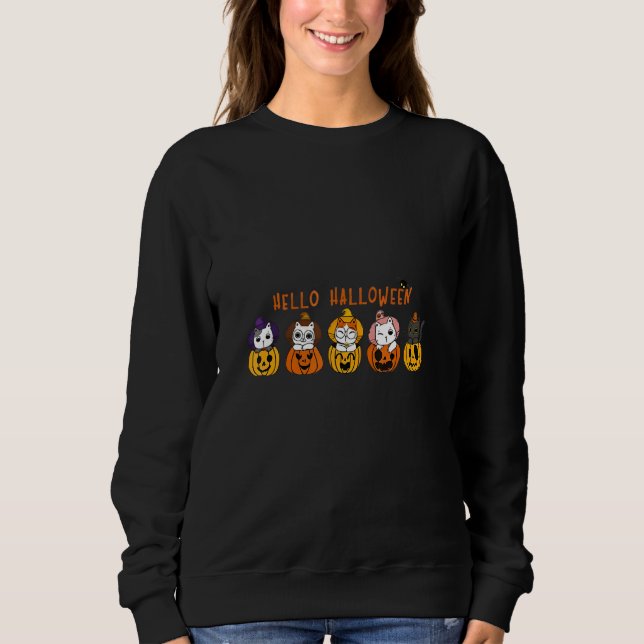 Sweatshirt Cute Cat In Pumpkin Halloween (Devant)