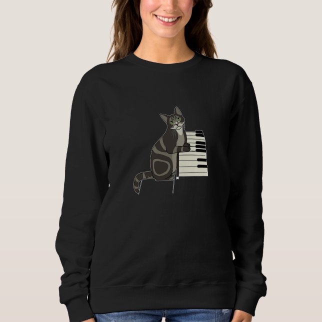 Sweatshirt Cute Cat Kitty Playing Music Piano Musician Cat (Devant)