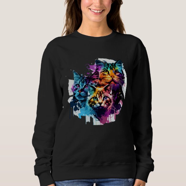 Sweatshirt Cute cat moments Beautiful cat patterns for cat    (Devant)