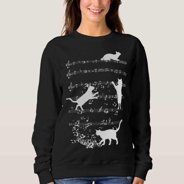 Sweatshirt Cute Cat Playing Music Notes Jazz Day  Jazz Musi (Devant)