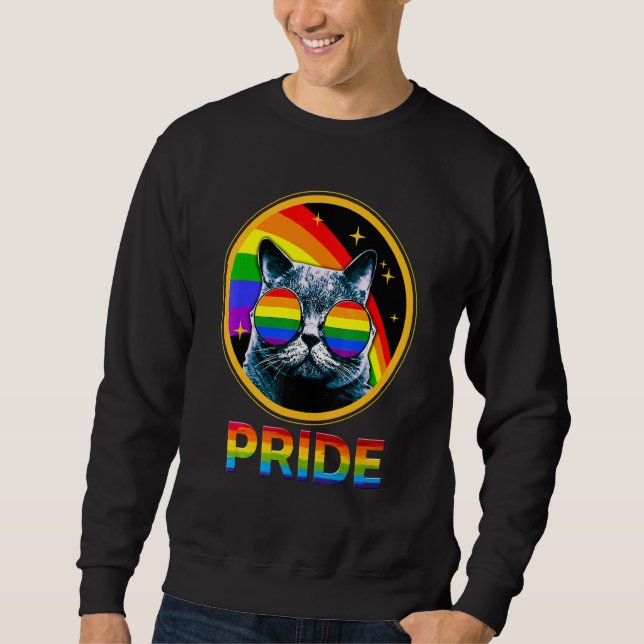 Sweatshirt Cute Cat Pride Rainbow LGBTQ LGBT Gay Lesbian Prid (Devant)