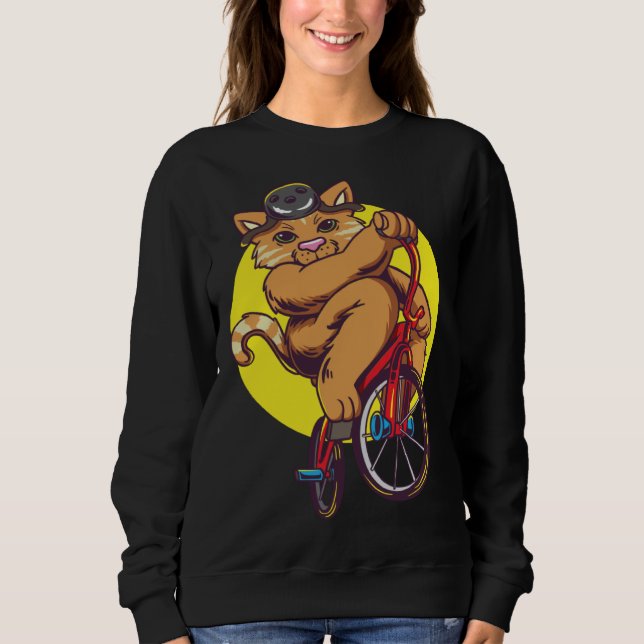 Sweatshirt Cute cat riding a BMX bike (Devant)