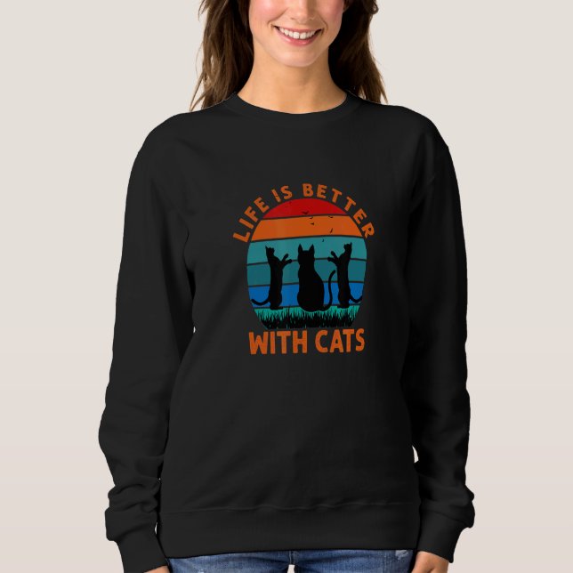 SWEATSHIRT CUTE CATS SUN VINTAGE DESIGN (Devant)
