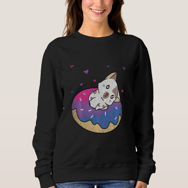 Sweatshirt Cute Chat Animal Queer Bi Pride Bisexualité Donut  (Devant)
