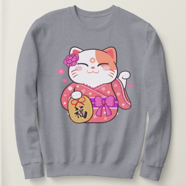 Sweatshirt Cute Chat Lucky (Design devant)