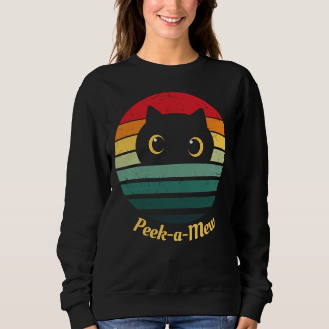 Sweatshirt Cute chat Visage Peek a Mew (Devant)