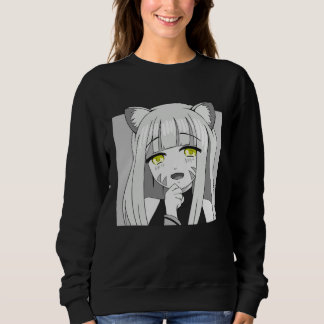 Sweatshirt Cute Chibi Neko Girl with Smug Smile