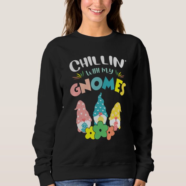 Sweatshirt Cute Chillinu2019 Avec Mes Gnomes Squad Happy East (Devant)