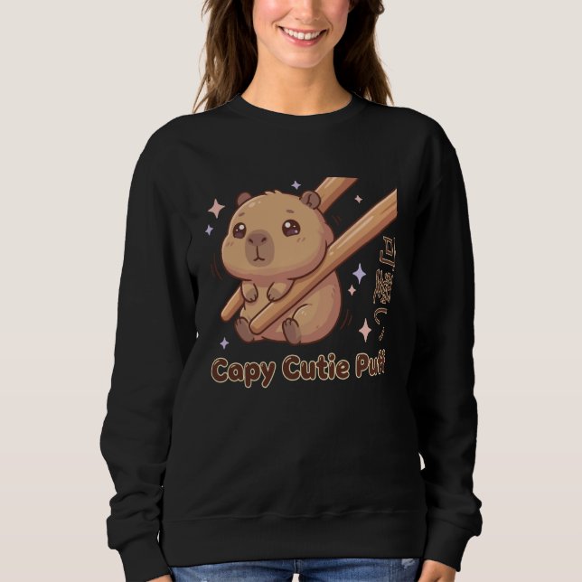 Sweatshirt Cute Chopstick Kawaii Cutie Puff Capybara Meme (Devant)