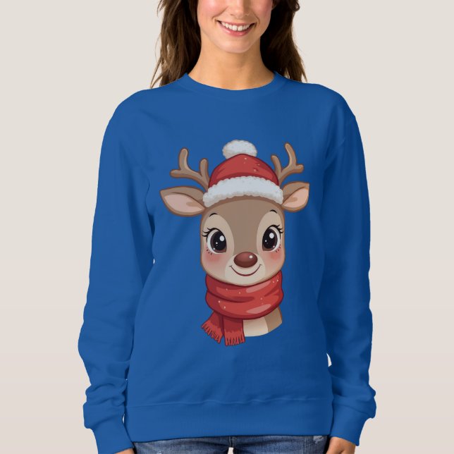 Sweatshirt Cute Christmas Reindeer Cartoon  (Devant)
