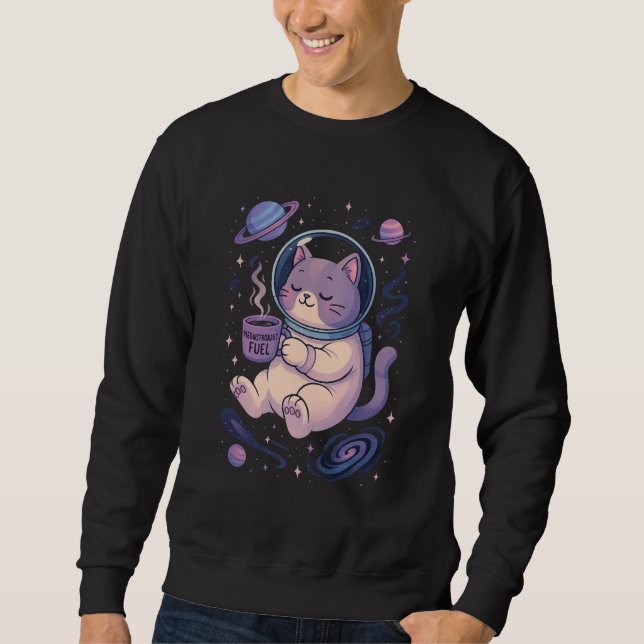 Sweatshirt Cute Cosmic Cat Art | Meowstronaut Fuel Mug & Tee (Devant)