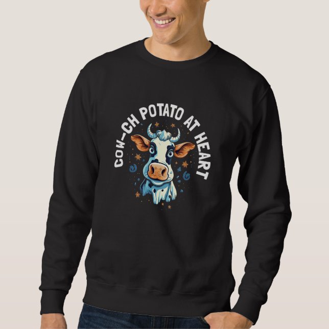 Sweatshirt Cute Cow ch Potato At Heart  Heifer Cow  Pun (Devant)