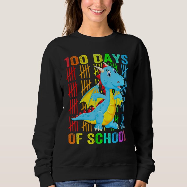 Sweatshirt Cute Dinosaur Student Boys Kids Gift 100 Days Of S (Devant)
