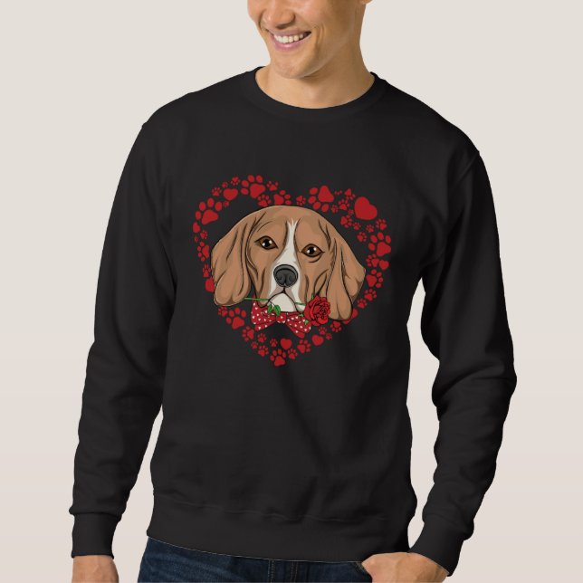 Sweatshirt Cute dog Valentines Heart pattern cute Valentine B (Devant)