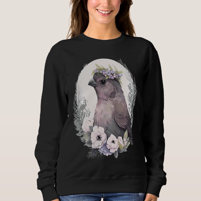 Sweatshirt Cute Finch Bird Flower Crown Pet Birds  1 (Devant)