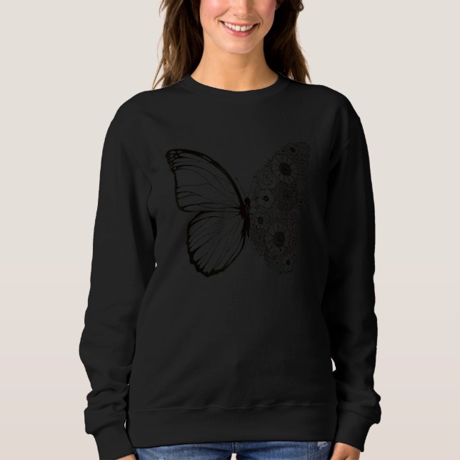Sweatshirt Cute Floral Butterfly Botanical Boho Monarch Summe (Devant)