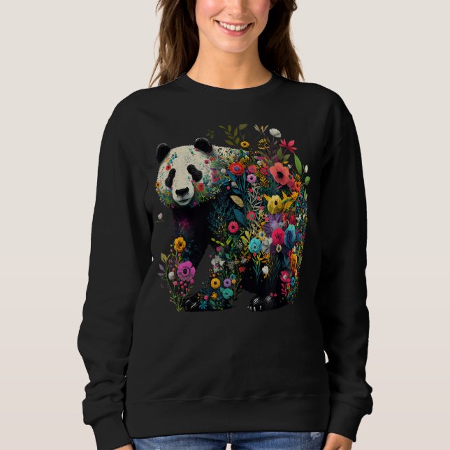 Sweatshirt Cute Flower Panda on summer Floral Panda 1 (Devant)