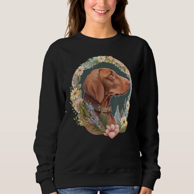 Sweatshirt Cute Flower summer Floral Vizsla 3 (Devant)