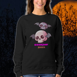 Sweatshirt Cute Funny Bonjour Pun Halloween