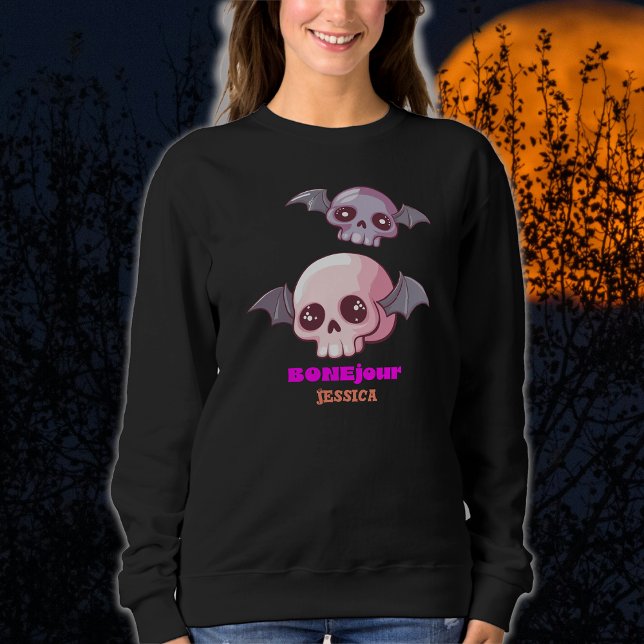 Sweatshirt Cute Funny Bonjour Pun Halloween (Créateur téléchargé)