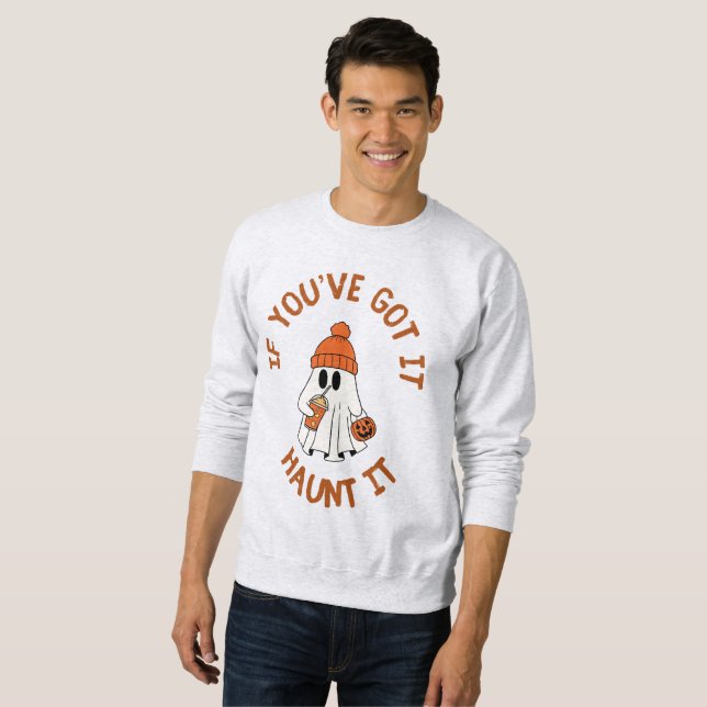 Sweatshirt Cute Ghost Halloween Tote with Pumpkin Spice Vibes (Devant entier)