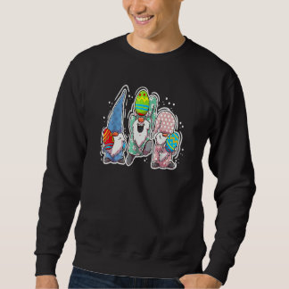 Sweatshirt Cute Gnome Hugs Bunny Oeufs Gnomes de chasse Joyeu