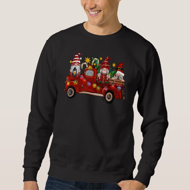 Sweatshirt Cute Gnome Red Truck Christmas Tree Lights Ugly Sa (Devant)