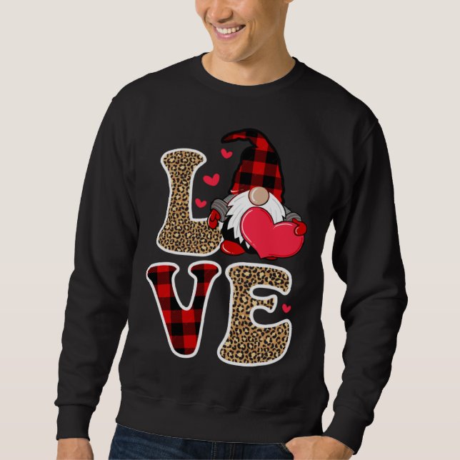 Sweatshirt Cute Gnomes Valentines Love Leopard Plaid Couple M (Devant)