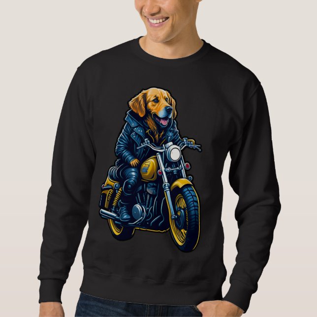 Sweatshirt Cute golden retriever drives motorcycle at Christm (Devant)