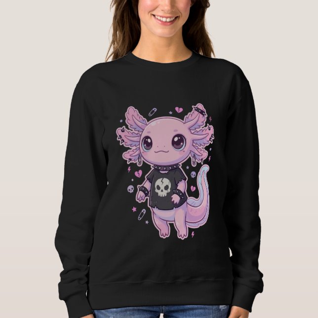 Sweatshirt Cute Goth Axolotl Pastel Kawaii Emo Axolotl Punk W (Devant)