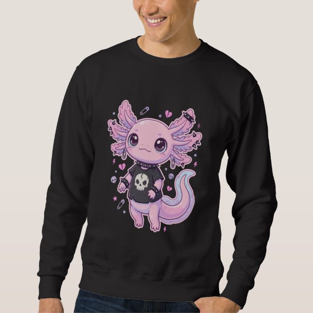 Sweatshirt Cute Goth Axolotl Pastel Kawaii Emo Axolotl Punk W (Devant)