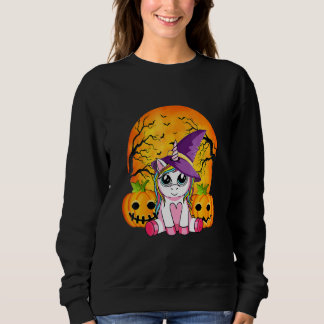 Sweatshirt Cute Halloween  Girls Women Witchy Unicorn Hallowe