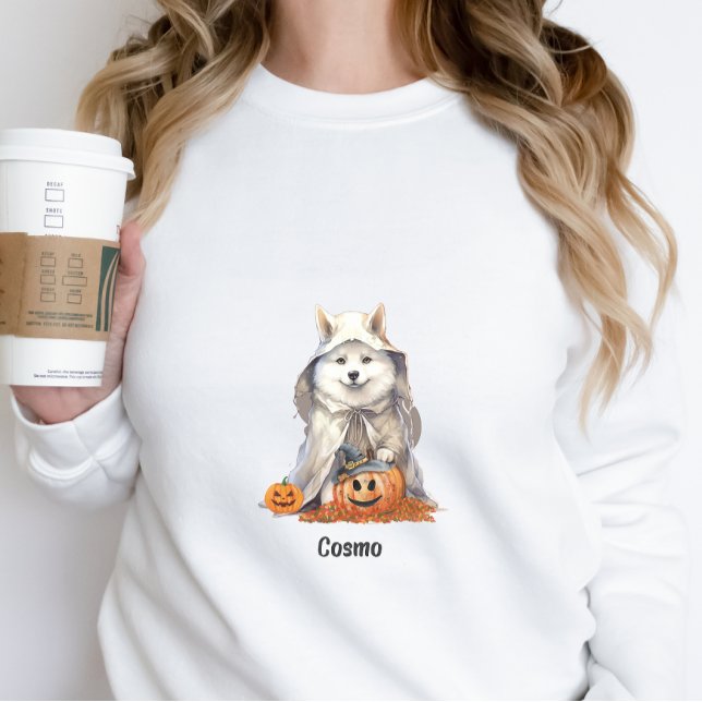 Sweatshirt Cute Halloween Husky Chien Ghost Personnalisé (Créateur téléchargé)