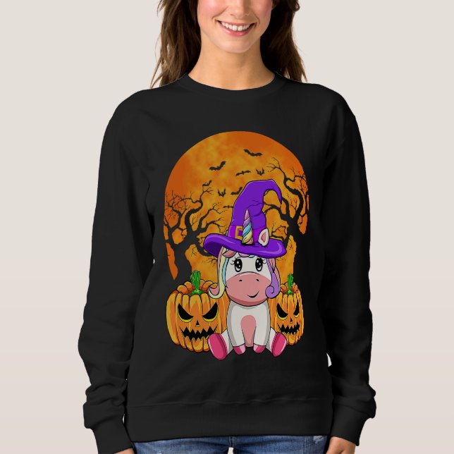 Sweatshirt Cute Halloween Witchy Unicorn Halloween Custome (Devant)
