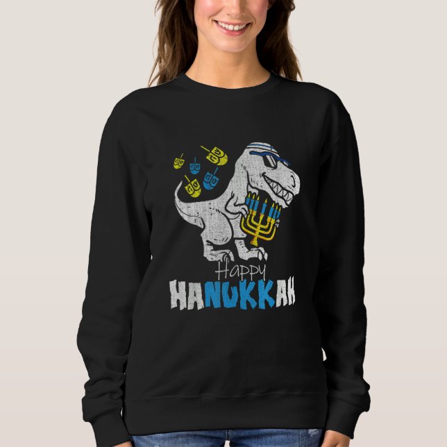 Sweatshirt Cute Hanukkah Rex Dinosaur Menorasaurus Chanukah B (Devant)
