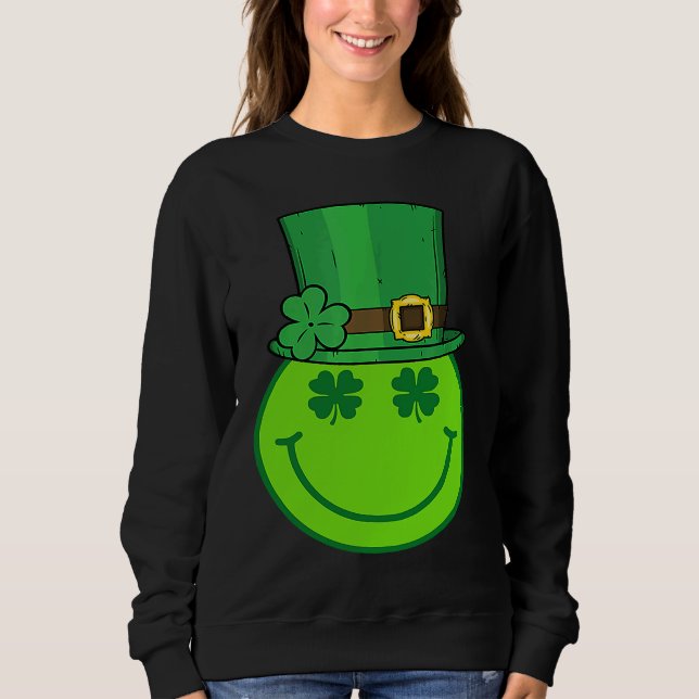 Sweatshirt Cute Happy Face Leprechaun  St Patricks Day Irish  (Devant)