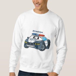 Sweatshirt Cute happy police car cartoon illustration