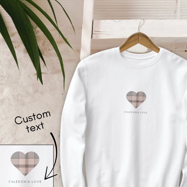 Sweatshirt Cute Heart Beige Scottish Tartan (Créateur téléchargé)